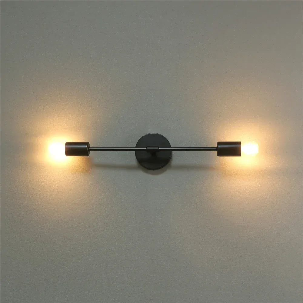 Nøordka Light Wall Light Fixtures Black Iron Frame Double Head Indoor Wall Light Fixture