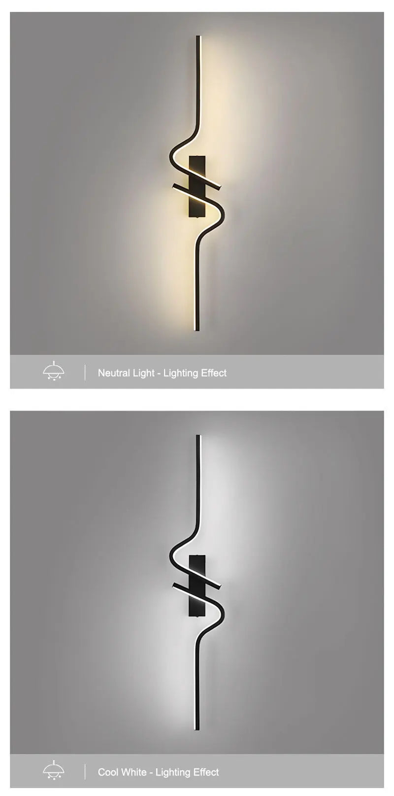 Nøordka Light Wall Light Fixtures Black Modern Wave Design Indoor Wall Light