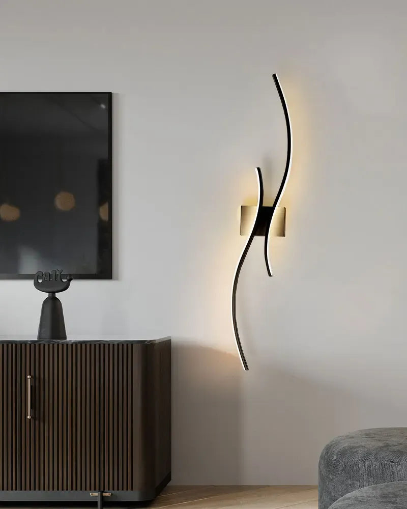 Nøordka Light Wall Light Fixtures Black Nordic Inspired Waved Indoor Wall Lamp