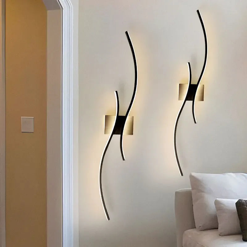 Nøordka Light Wall Light Fixtures Black Nordic Inspired Waved Indoor Wall Lamp