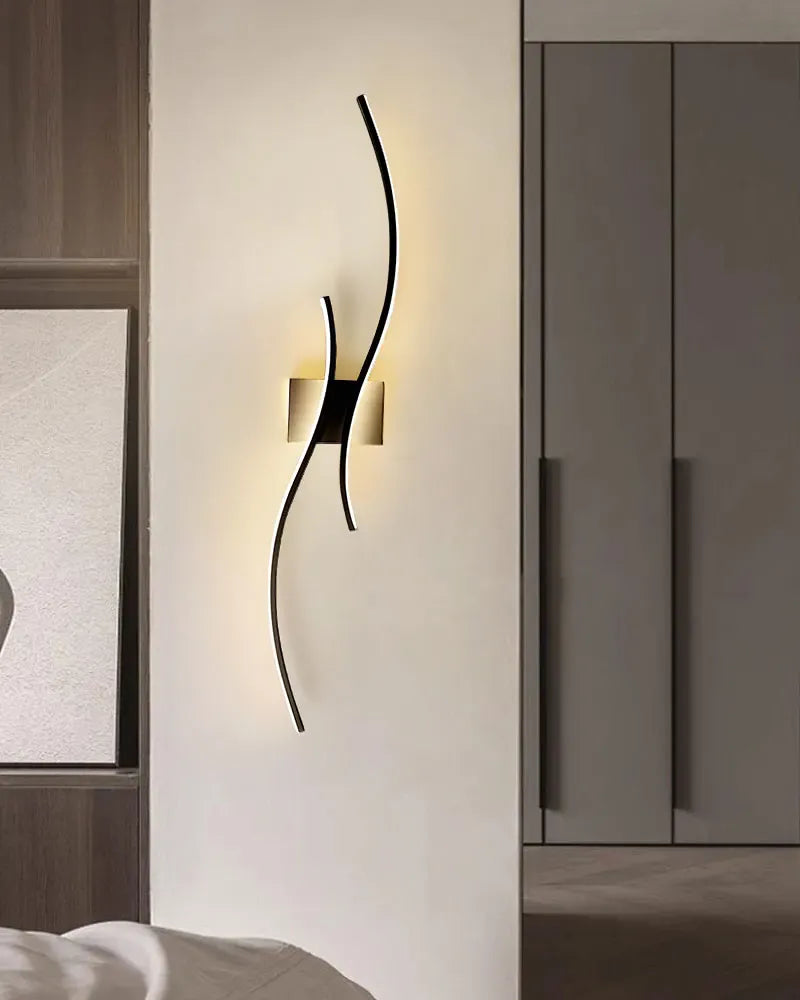 Nøordka Light Wall Light Fixtures Black Nordic Inspired Waved Indoor Wall Lamp