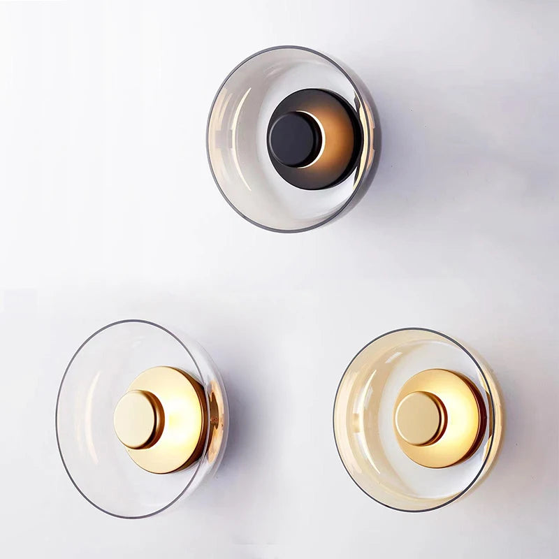 Nøordka Light Wall Light Fixtures Clear / Warm White Nordic Glass Round Wall Lamp Sconce