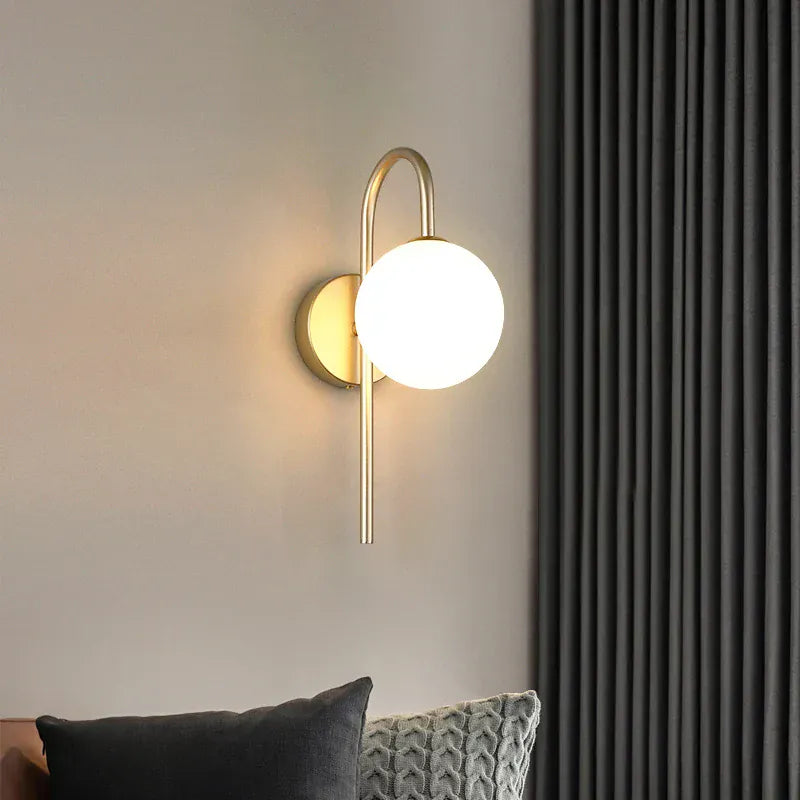 Nøordka Light Wall Light Fixtures Contemporary Glass Ball Wall Sconce In Gold or Black Accent