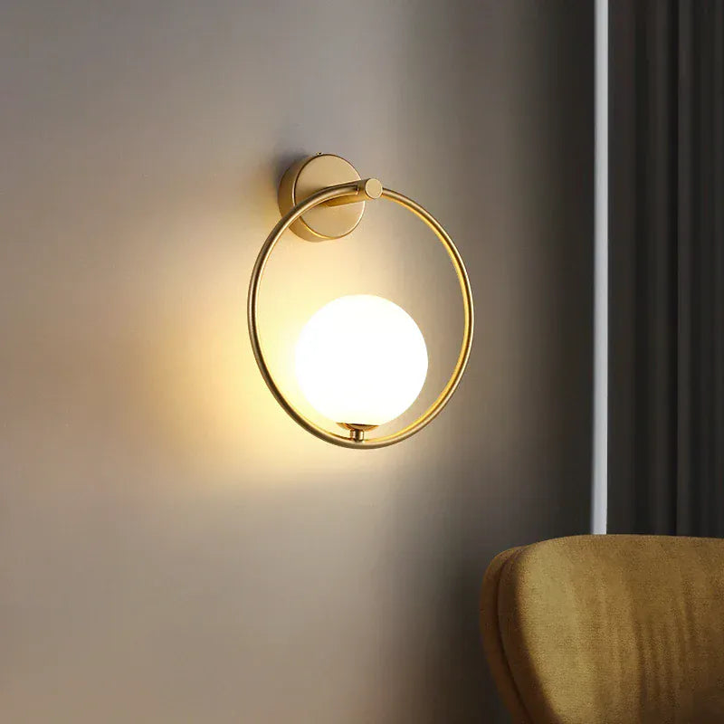 Nøordka Light Wall Light Fixtures Contemporary Glass Ball Wall Sconce In Gold or Black Accent