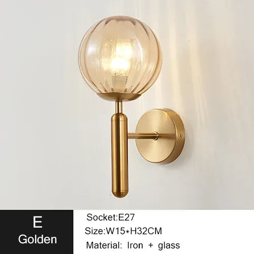 Nøordka Light Wall Light Fixtures E Golden Nordic Modern Glass Ball Wall Lamp Light Fixture