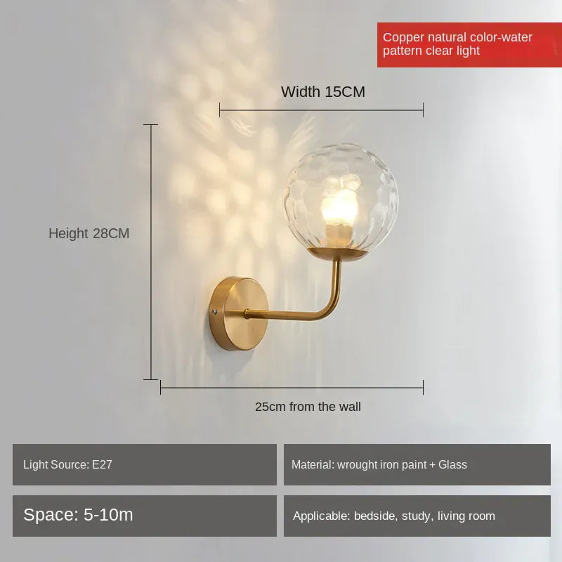 Nøordka Light Wall Light Fixtures gold B Modern Glass Ball Wall Lamp Light Fixture in Gold or Black Frame