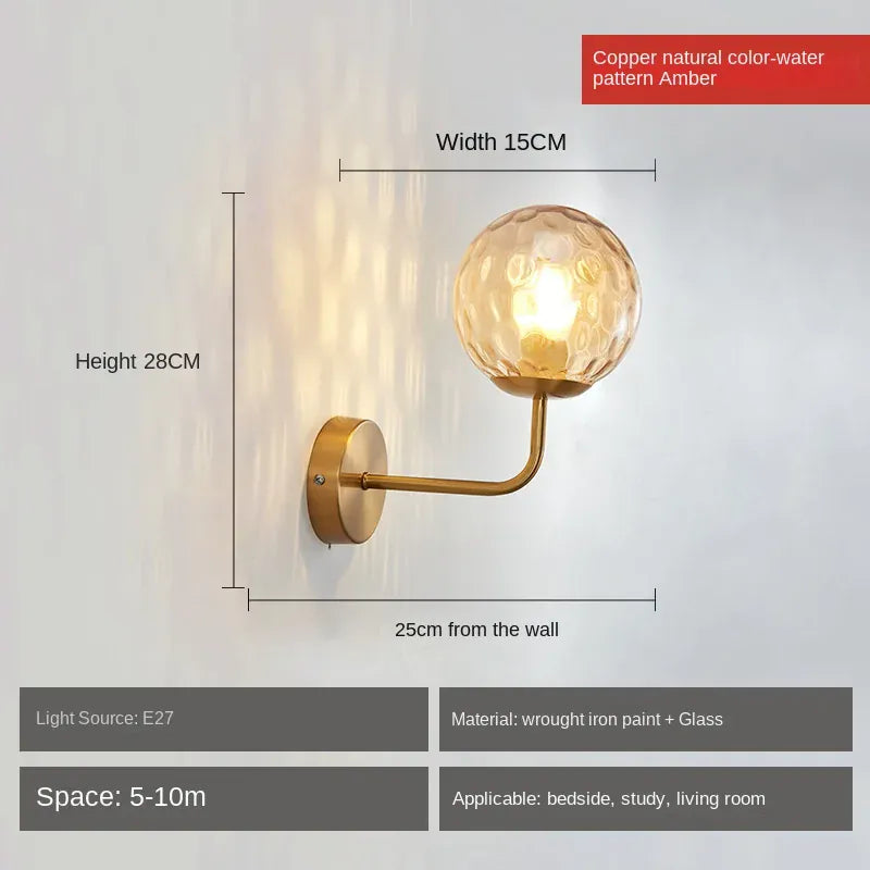 Nøordka Light Wall Light Fixtures gold C Modern Glass Ball Wall Lamp Light Fixture in Gold or Black Frame