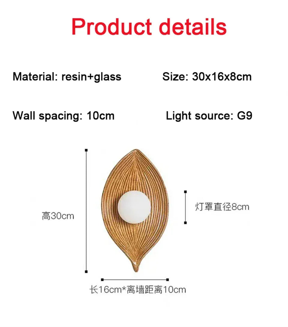Nøordka Light Wall Light Fixtures Leaf Shade Wall Lamp Light Fixture
