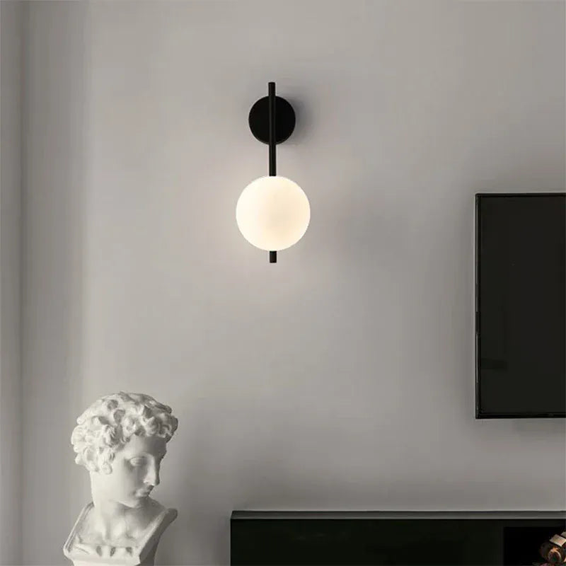 Nøordka Light Wall Light Fixtures Modern Black & Gold Glass Ball Indoor Wall Sconces