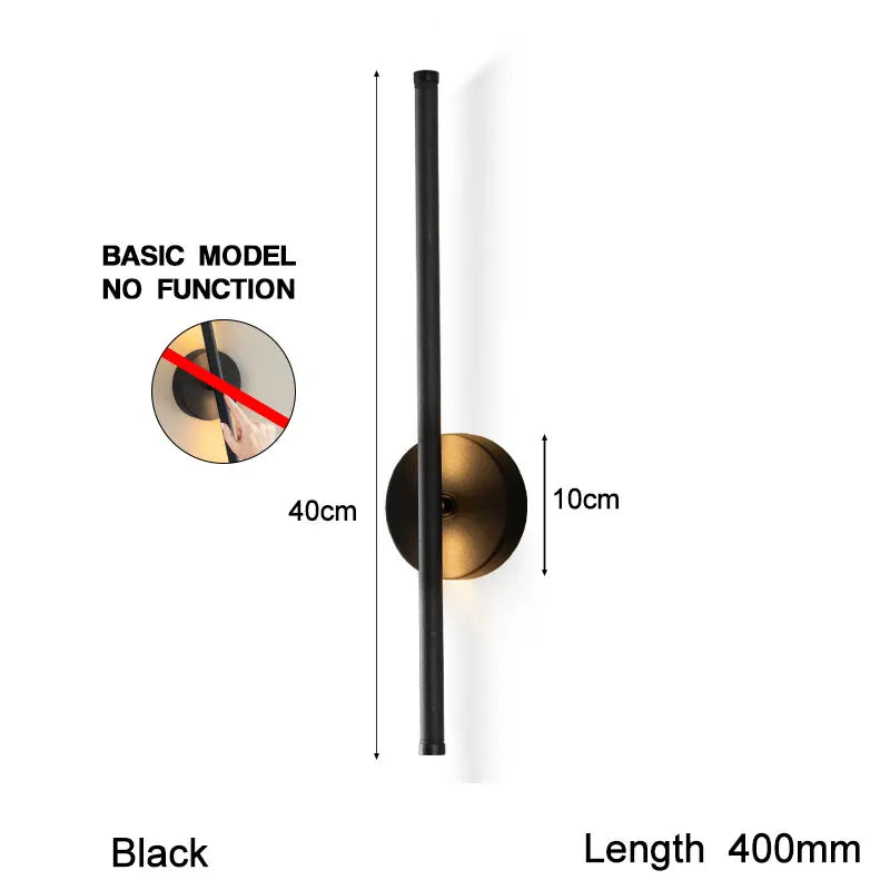 Nøordka Light Wall Light Fixtures Modern Black Indoor Touch Switch Dimmable LED Wall Sconce