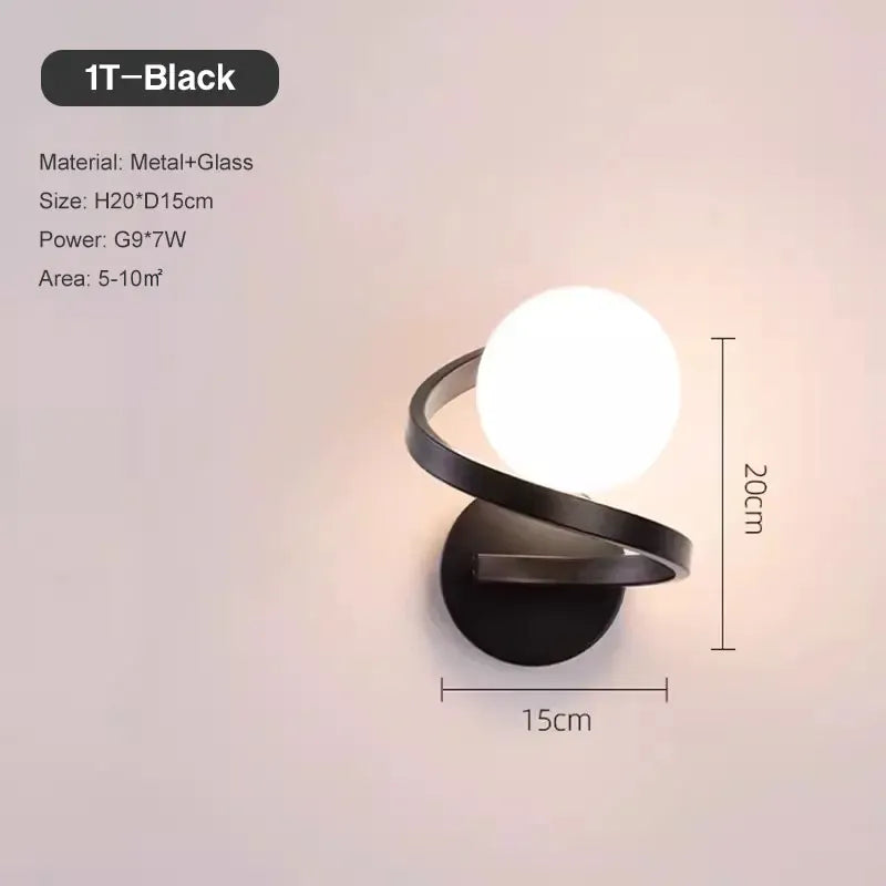 Nøordka Light Wall Light Fixtures Modern Globe Wall Sconce Light Fixture in Black or Gold