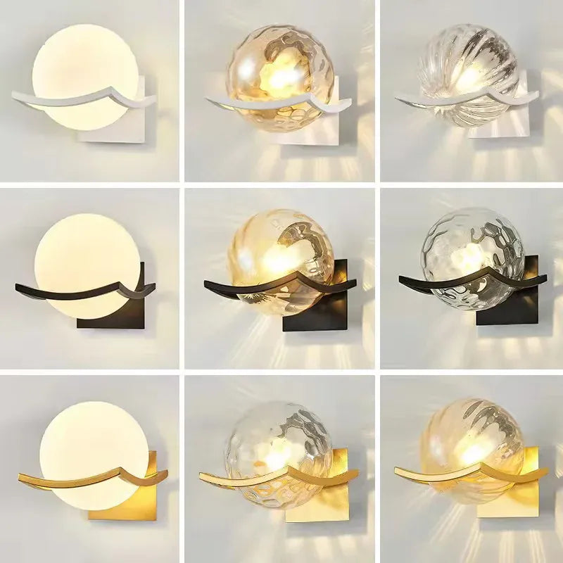 Nøordka Light Wall Light Fixtures Modern Gold Glass Ball Indoor Wall Light