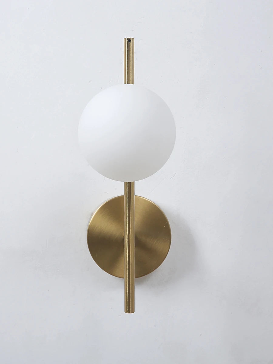 Nøordka Light Wall Light Fixtures Modern Golden Wall Lights with Milky Glass Round Ball