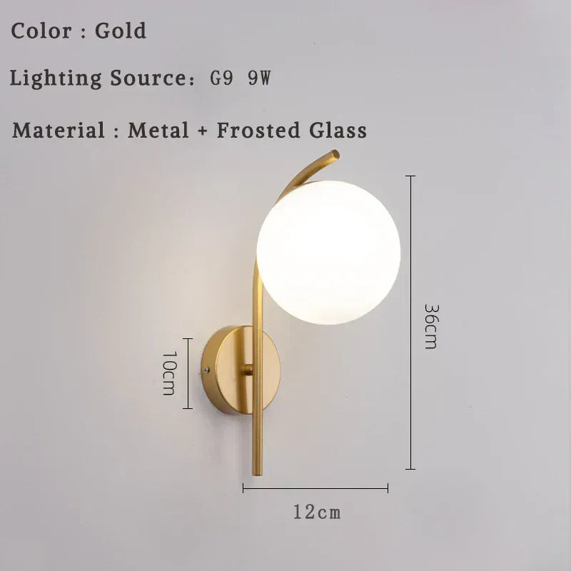 Nøordka Light Wall Light Fixtures Modern LED Wall Lamps Lighting with Glass Ball for Bedroom Living Room