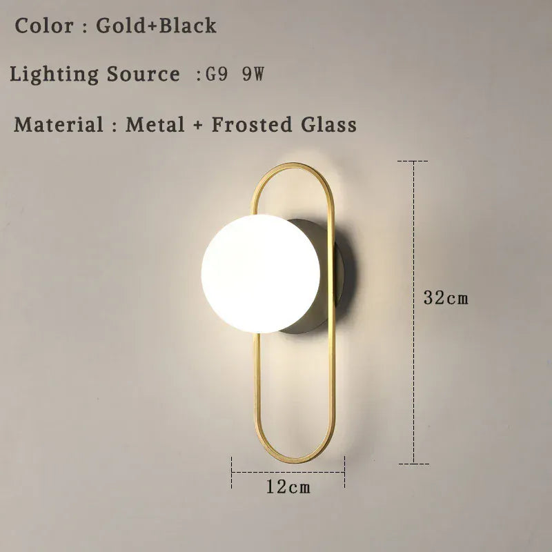 Nøordka Light Wall Light Fixtures Modern LED Wall Lamps Lighting with Glass Ball for Bedroom Living Room