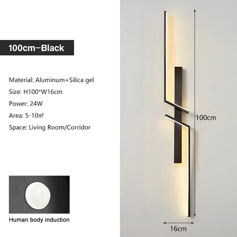 Nøordka Light Wall Light Fixtures Motion Sensor Enabled Contemporary Wall Light Sconce in Black & Gold
