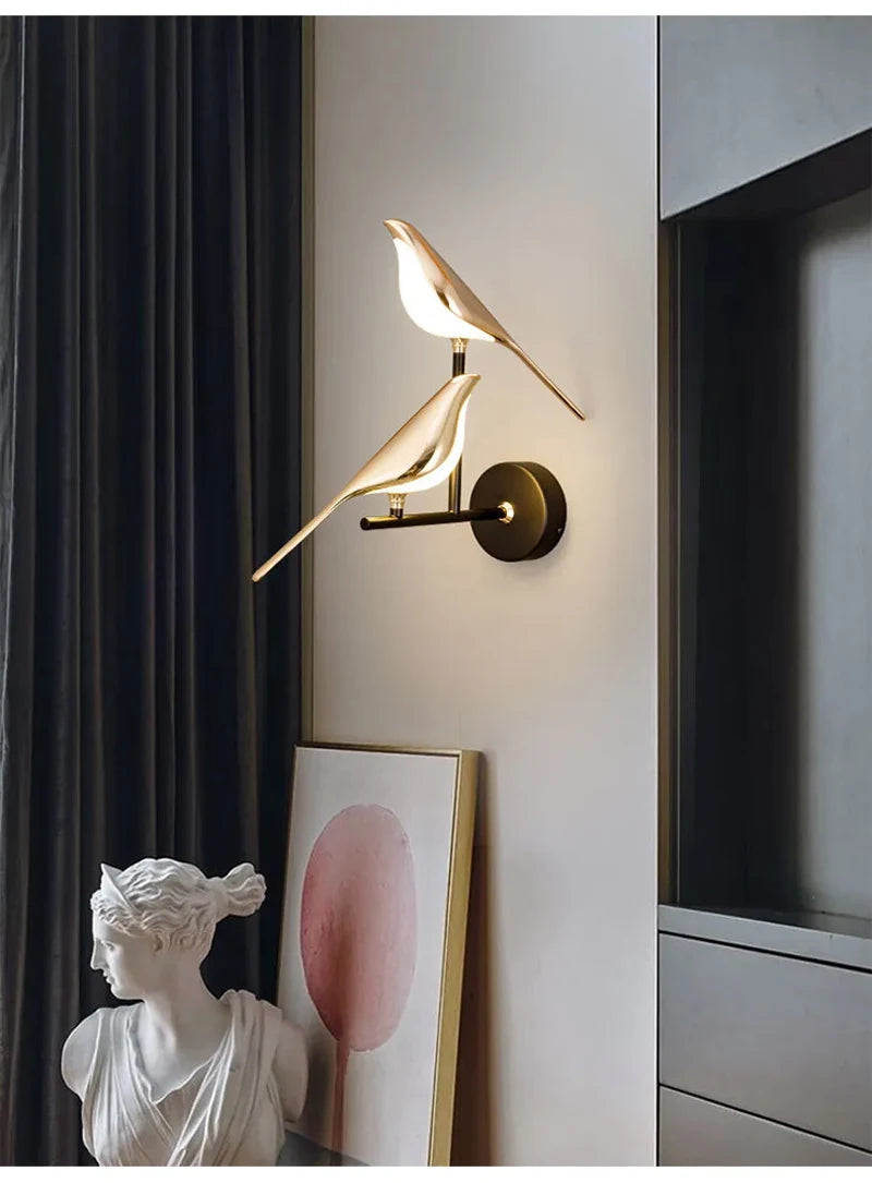 Nøordka Light Wall Light Fixtures Nordic Golden Magpie Inspired Indoor Wall Lights