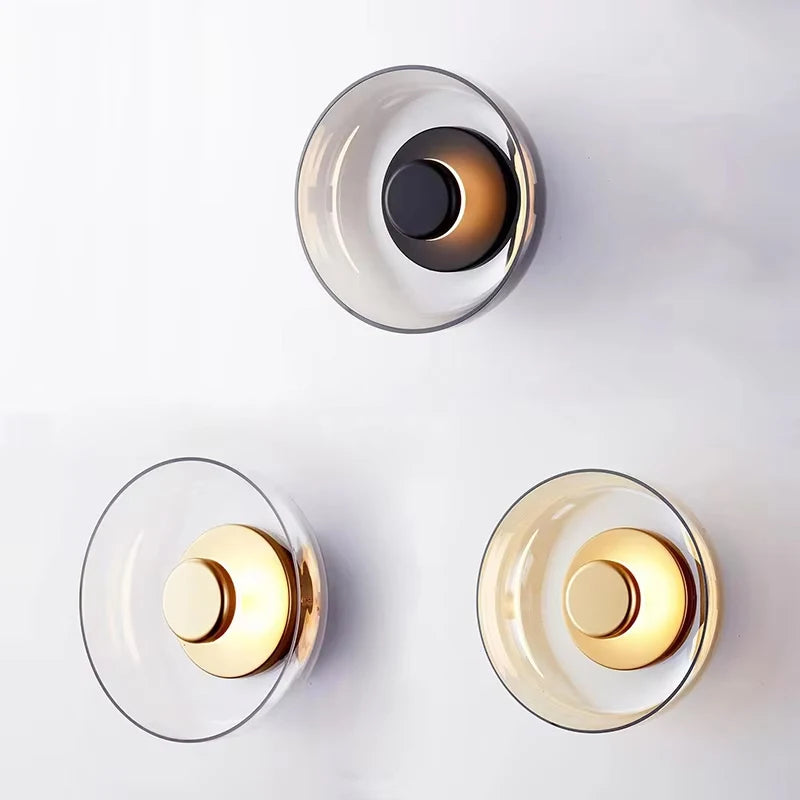 Nøordka Light Wall Light Fixtures Nordic LED Glass Wall Sconce For Living Room Bedroom Dining Room Study Foyer Bathroom In Smoke Gray