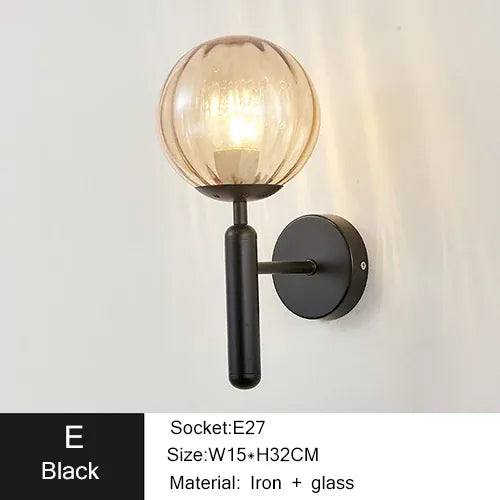 Nøordka Light Wall Light Fixtures Nordic Modern Glass Ball Wall Lamp Light Fixture