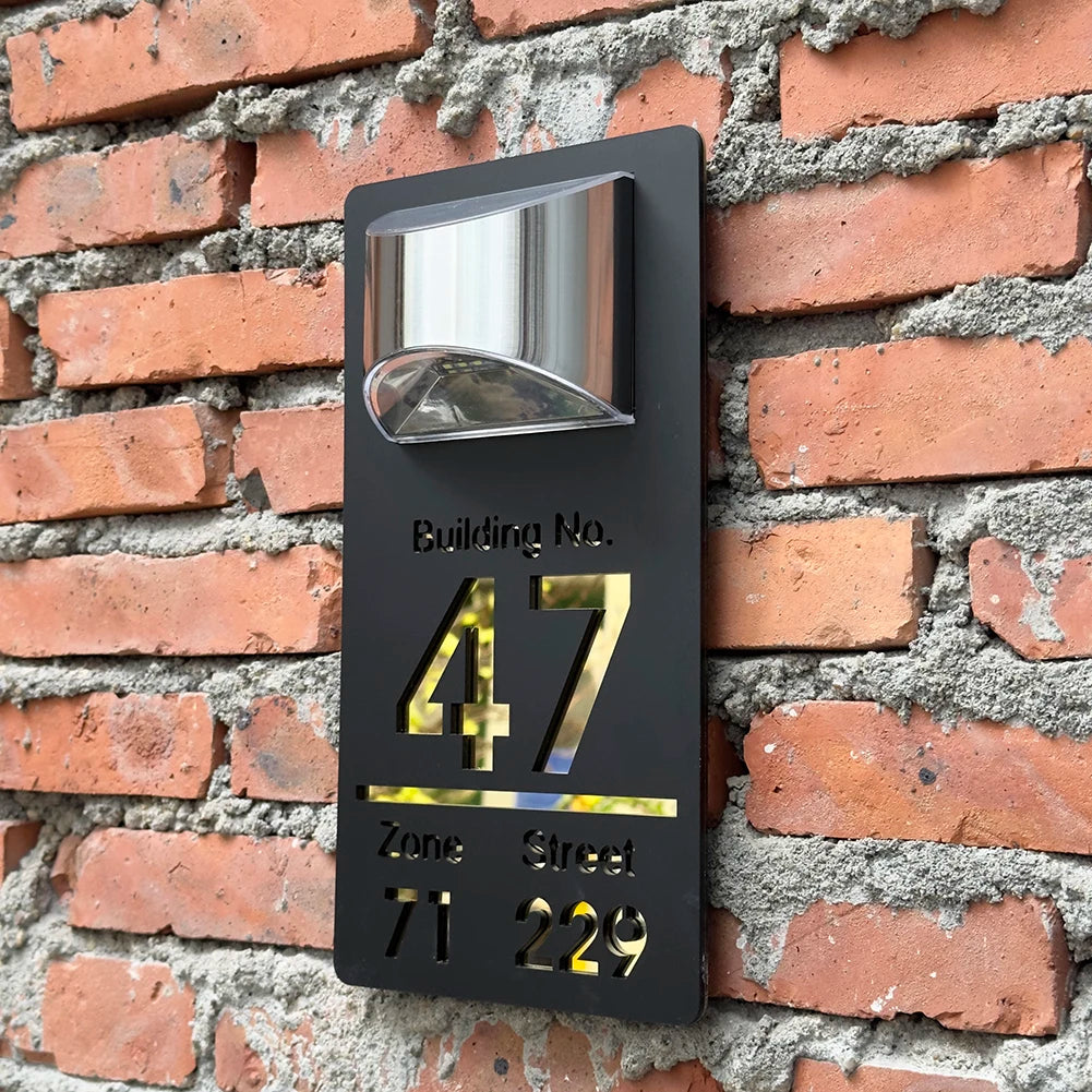 Nøordka Light Wall Light Fixtures Outdoor Solar House Number Sign Plaque