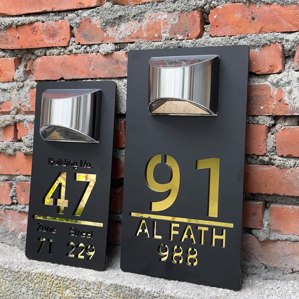 Nøordka Light Wall Light Fixtures Outdoor Solar House Number Sign Plaque