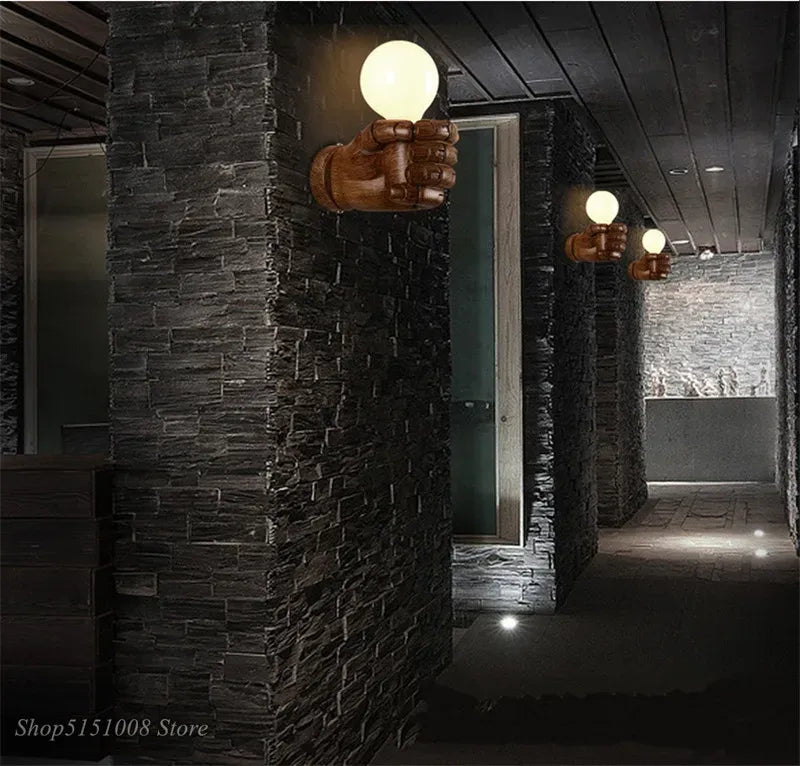 Nøordka Light Wall Light Fixtures Resin Metal Hand Wall Sconce Light Fixture