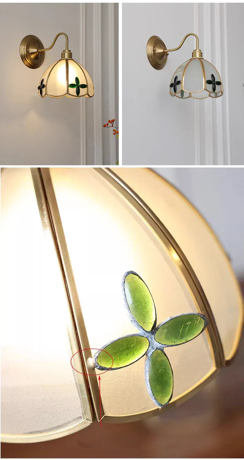 Nøordka Light Wall Light Fixtures Retro Copper Tiffany Wall Lamp Light Fixture