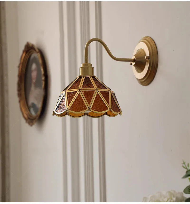 Nøordka Light Wall Light Fixtures Retro Copper Tiffany Wall Lamp Light Fixture