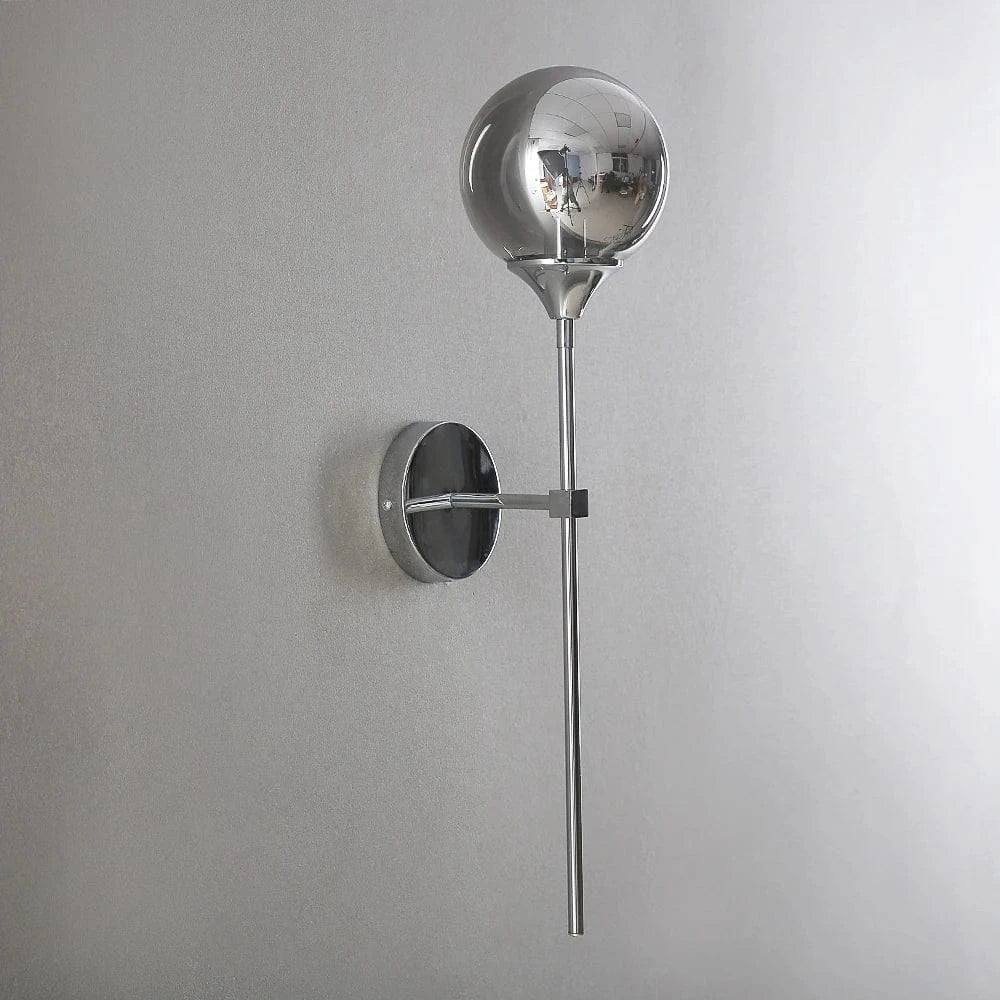 Nøordka Light Wall Light Fixtures Silver Smoke gray Modern Glass Globe Wall Lamp Light Fixture in Silver Frame