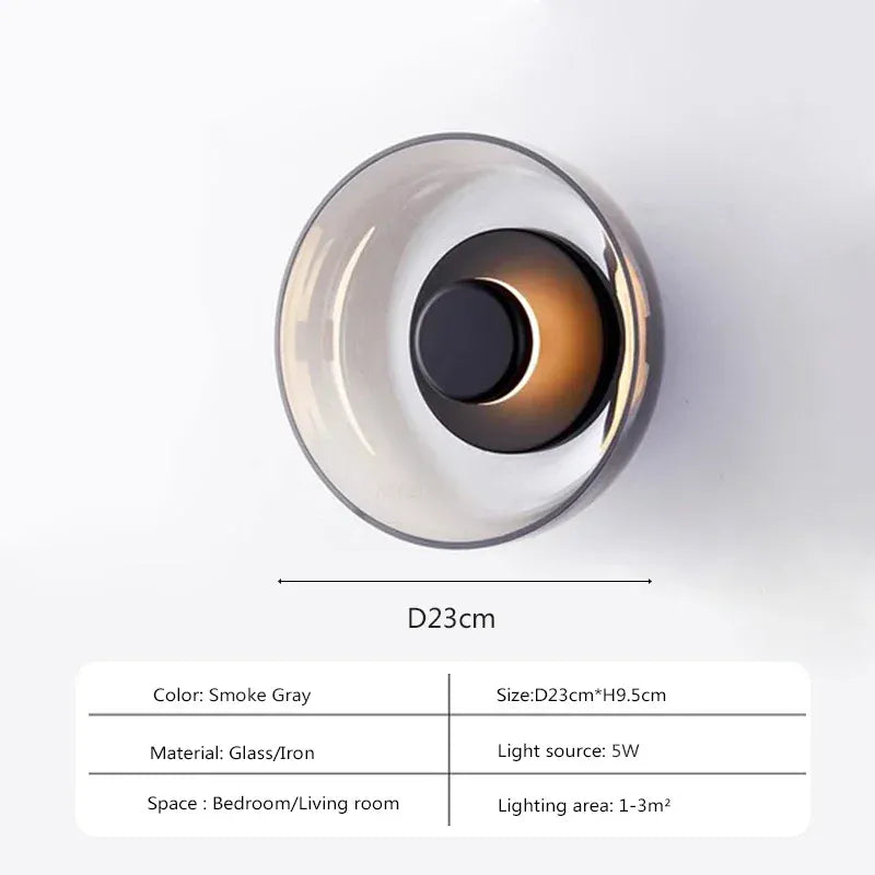 Nøordka Light Wall Light Fixtures Smoke Gray / Warm White Nordic LED Glass Wall Sconce For Living Room Bedroom Dining Room Study Foyer Bathroom In Smoke Gray