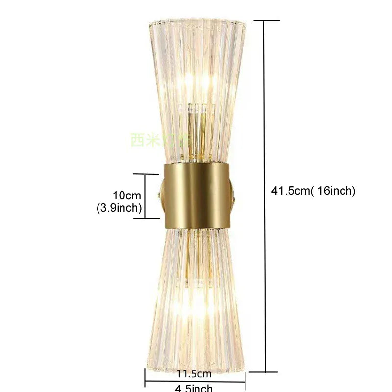 Nøordka Light Wall Light Fixtures Transparent Modern Brass Wall Sconce Light Fixture