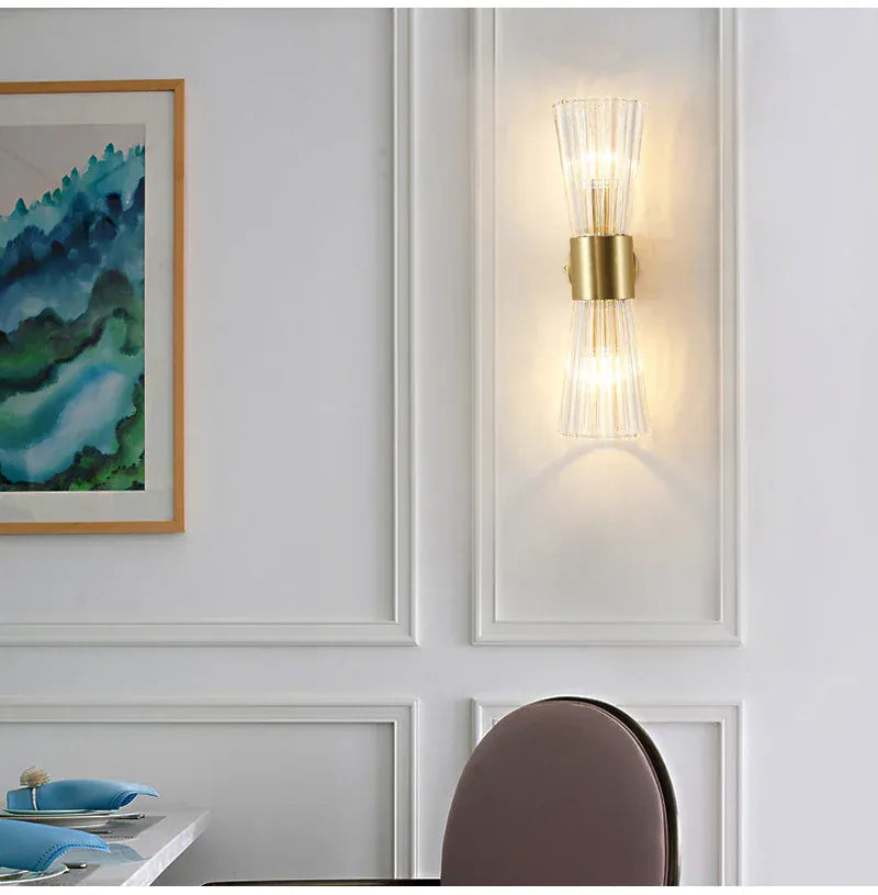 Nøordka Light Wall Light Fixtures Transparent Modern Brass Wall Sconce Light Fixture
