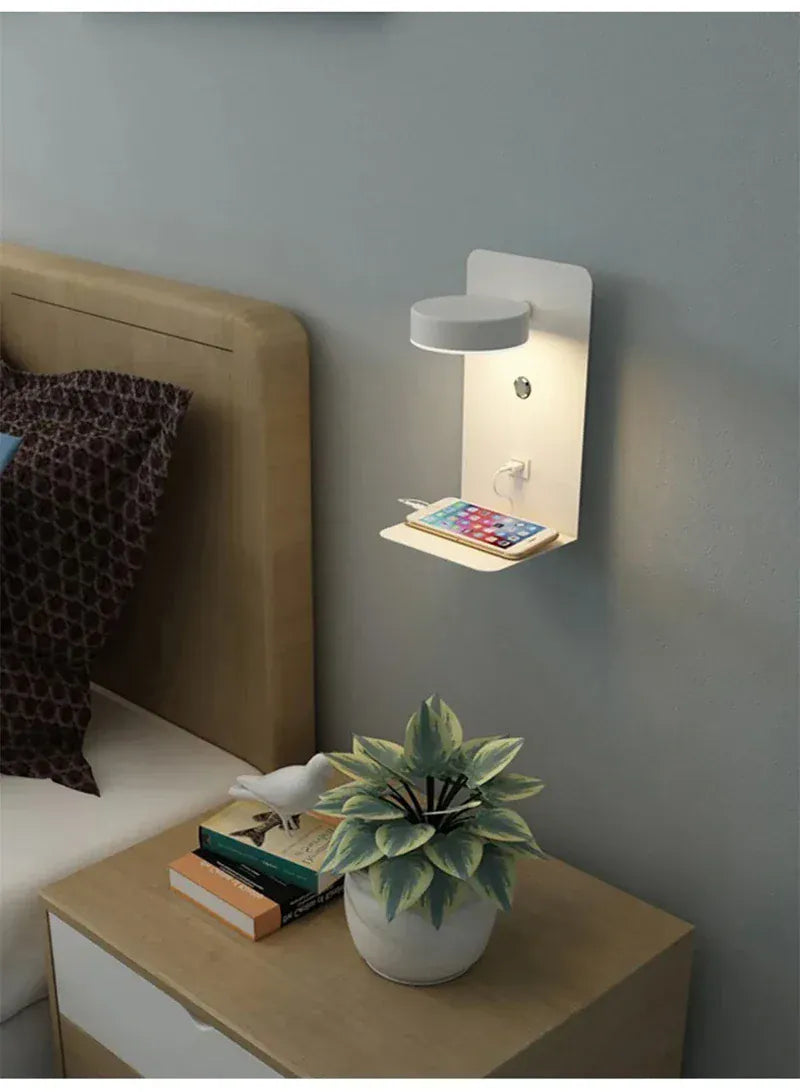 Nøordka Light Wall Light Fixtures White Sleek LED Indoor Wall Light With Mobile Phone Charging Port