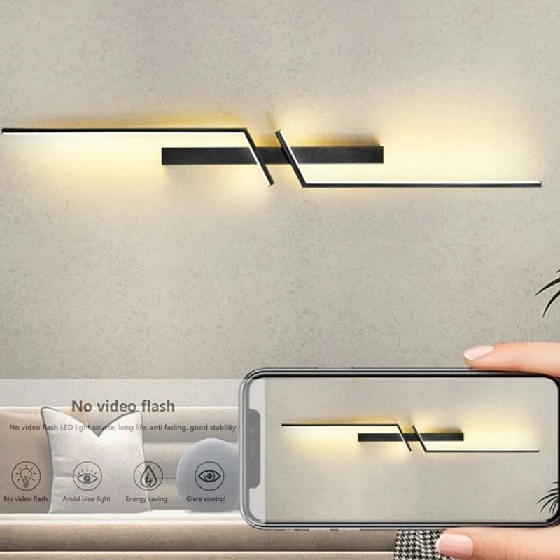 NORDIC LIGHT Modern Black Linear Wall Light Sconce For Indoor Spaces