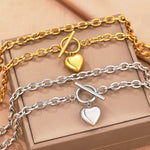 Load image into Gallery viewer, Paperclip Chain Circle Lock Heart Pendant Necklace