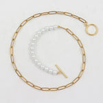 Load image into Gallery viewer, Paperclip Chain Pearl Blended Bracelet and Necklace