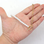 Load image into Gallery viewer, Paperclip Chain Pearl Blended Bracelet and Necklace
