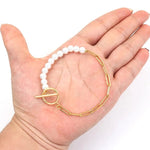 Load image into Gallery viewer, Paperclip Chain Pearl Blended Bracelet and Necklace