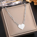 Load image into Gallery viewer, Paperclip Shell Heart Pendant Necklace