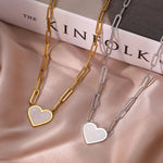 Load image into Gallery viewer, Paperclip Shell Heart Pendant Necklace