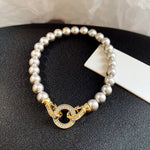 Load image into Gallery viewer, Pearl Diamond Accented Circle Pendant Bracelet and Necklace