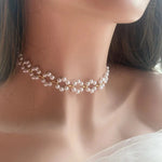 Load image into Gallery viewer, Pearl Floral Daisy Choker Necklace