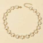 Load image into Gallery viewer, Pearl Floral Daisy Choker Necklace