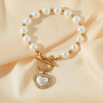 Load image into Gallery viewer, Pearl Heart Clasp Choker Necklace