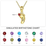 Load image into Gallery viewer, Personalized Baby Feet Name & Birthstone Necklace