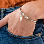 Load image into Gallery viewer, Personalized Leaf Birthstone & Name Family Bangle Bracelet