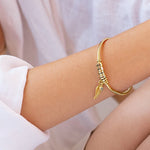 Load image into Gallery viewer, Personalized Leaf Birthstone & Name Family Bangle Bracelet