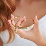 Load image into Gallery viewer, Personalized Leaf Birthstone & Name Family Bangle Bracelet
