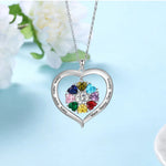 Load image into Gallery viewer, Personalized Names & Birthstones Heart Pendant Necklace