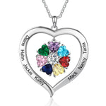 Load image into Gallery viewer, Personalized Names & Birthstones Heart Pendant Necklace